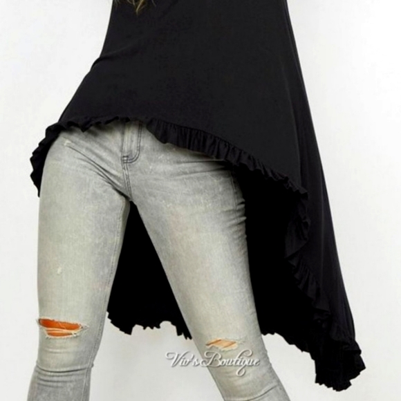 NEW Black Ruffled High Low Tunic - Picture 4 of 8